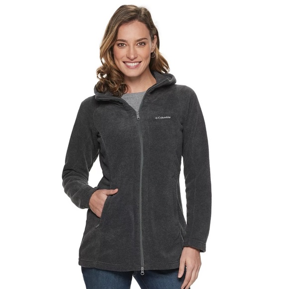 Women's Columbia Benton Springs II Long Fleece Hooded Zip Jacket Grey Size Small - Picture 1 of 9